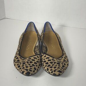 Rothy's Leopard Print Pointed Toe Flats with Blue Accents